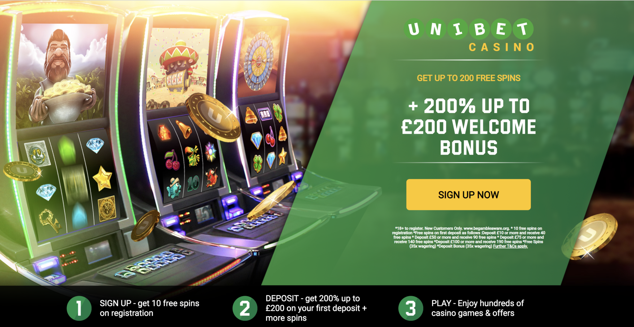 UniBet Casino 10 Free Spins No Deposit + Up To 190 Extra Spins! No