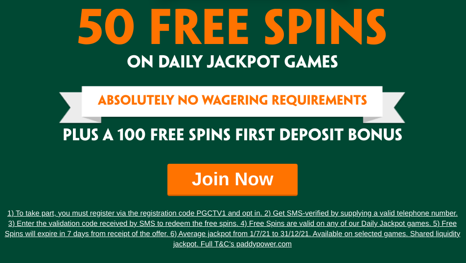 100 free spins no deposit paddy power
